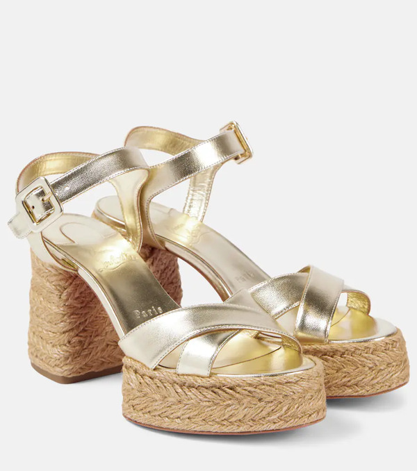  Christian Louboutin Christian Louboutin Calakala 85 Metallic Leather Platform Sandals 