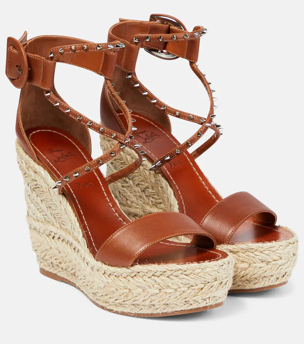  Christian Louboutin Christian Louboutin Chocazeppa Leather Wedge Espadrilles 