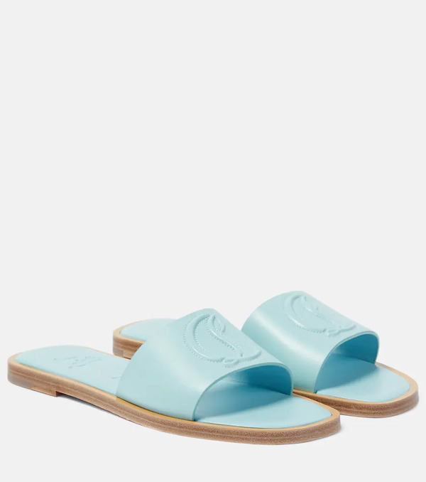  Christian Louboutin Christian Louboutin Cl Embossed Leather Mules 