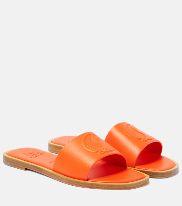  Christian Louboutin Christian Louboutin Cl Embossed Leather Mules 