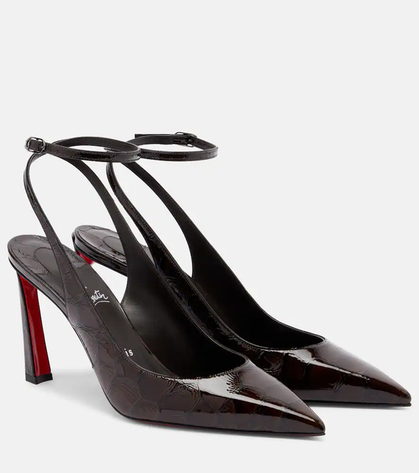  Christian Louboutin Christian Louboutin Condora 85 Croc-effect Slingback Pumps 