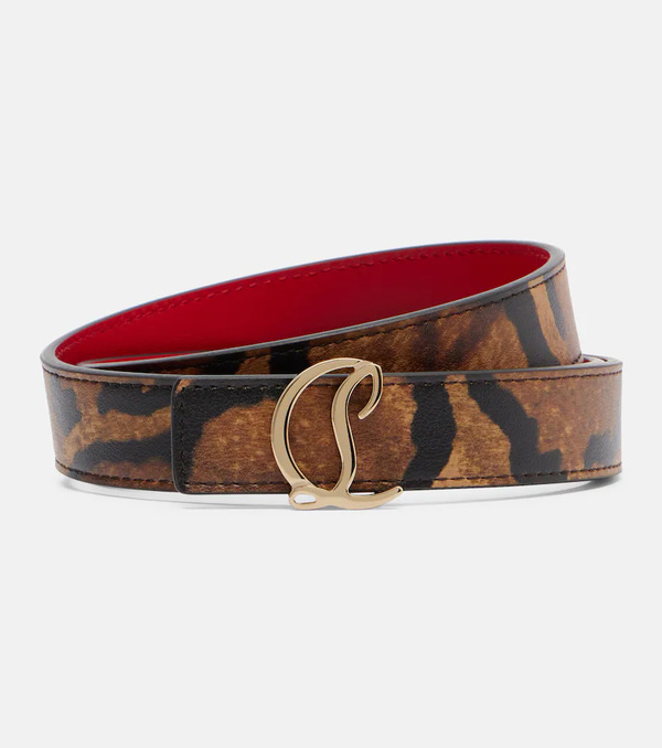  Christian Louboutin Christian Louboutin Leopard-print Leather Belt 