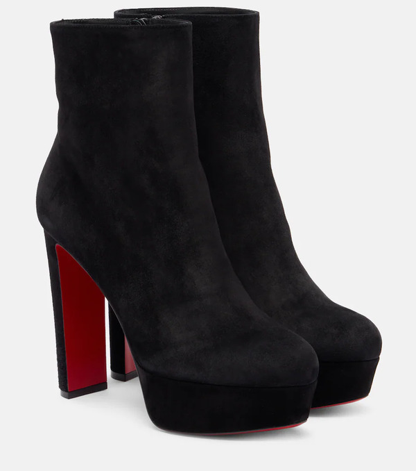  Christian Louboutin Christian Louboutin Loo Booty 130 Suede Ankle Boots 