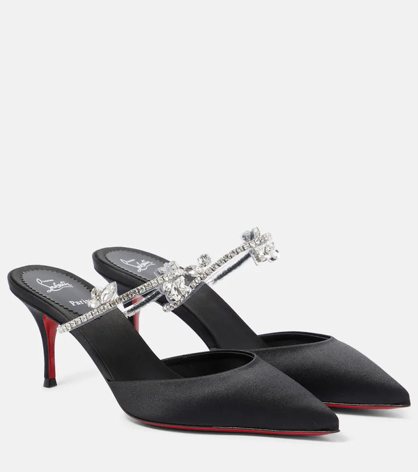  Christian Louboutin Christian Louboutin Planet Queen 70 Satin Mules 