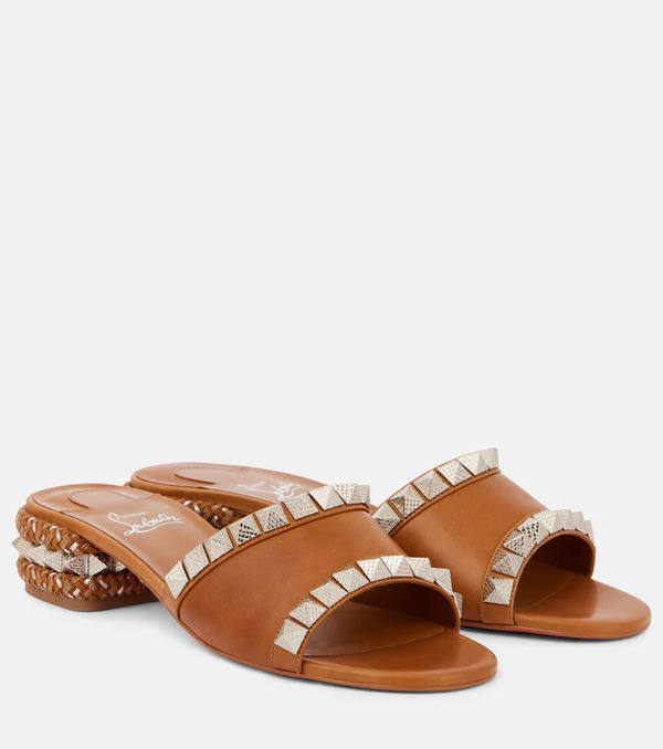  Christian Louboutin Christian Louboutin Pyramule 30 Spiked Leather Mules 