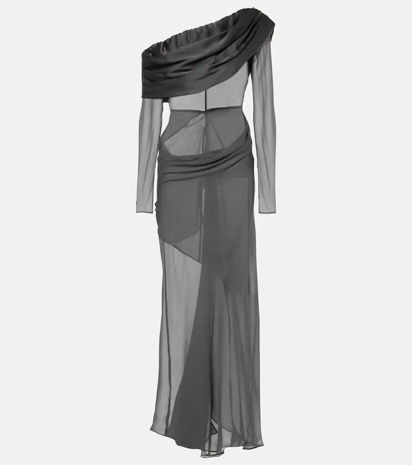  Christopher Esber Christopher Esber Asymmetric Sheer Silk Maxi Dress 