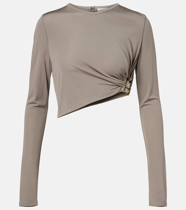  Christopher Esber Christopher Esber Bezel Quartz Asymmetric Jersey Crop Top 