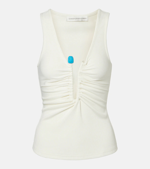  Christopher Esber Christopher Esber Crystal Pin Embellished Jersey Tank Top 