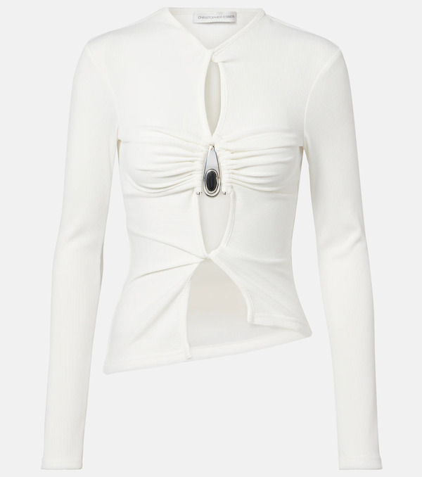  Christopher Esber Christopher Esber Cutout Ribbed-knit Jersey Top 