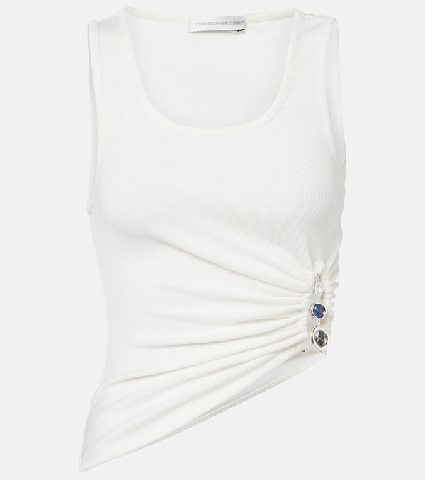  Christopher Esber Christopher Esber Droplet Crystal Embellished Ruched Tank Top 