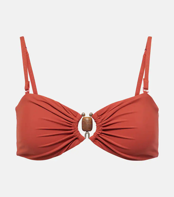  Christopher Esber Christopher Esber Embellished Ruched Bikini Top 