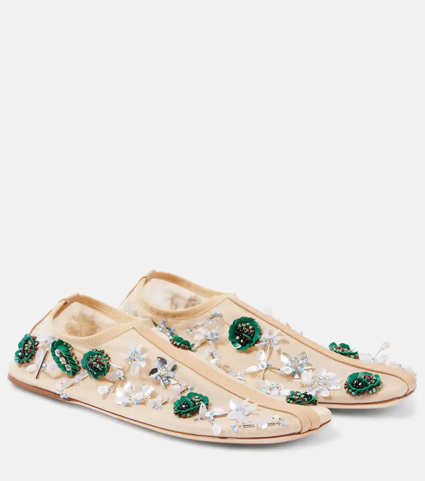  Christopher Esber Christopher Esber Embla Embellished Mesh Ballet Flats 