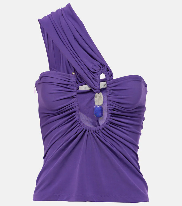  Christopher Esber Christopher Esber Helix Cutout Embellished Jersey Top 