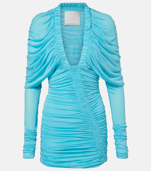  Christopher Esber Christopher Esber Orion Ruched Sheer Minidress 