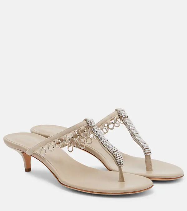  Christopher Esber Christopher Esber Pierced Embellished Leather Thong Sandals 