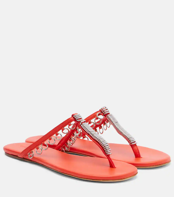  Christopher Esber Christopher Esber Pierced Embellished Leather Thong Sandals 