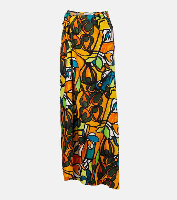 Christopher Esber Christopher Esber Printed Draped Silk Maxi Skirt 