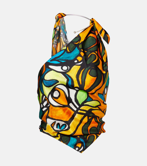  Christopher Esber Christopher Esber Printed Draped Silk Top 