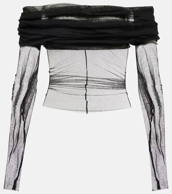  Christopher Esber Christopher Esber Sheer Off-the-shoulder Silk Top 