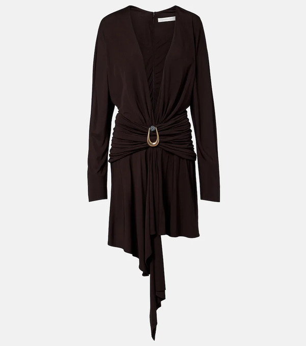  Christopher Esber Christopher Esber Stone Pin Draped Jersey Minidress 