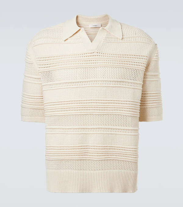  Commas Commas Crochet Cotton-blend Polo Shirt 