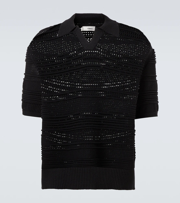  Commas Commas Crochet Cotton-blend Polo Shirt 