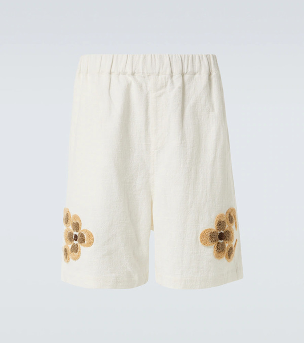  Commas Commas Embroidered Linen And Cotton Shorts 