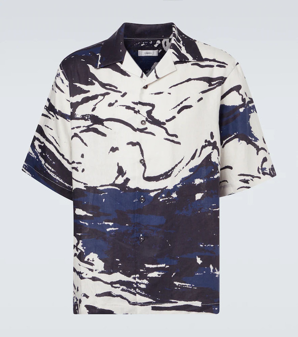  Commas Commas Printed Linen Bowling Shirt 