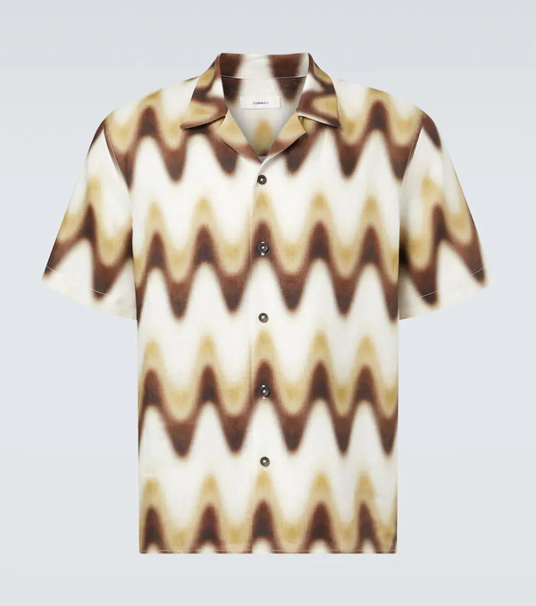  Commas Commas Printed Linen Bowling Shirt 
