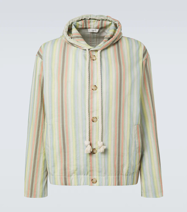  Commas Commas Striped Hooded Hemp And Cotton Jacket 