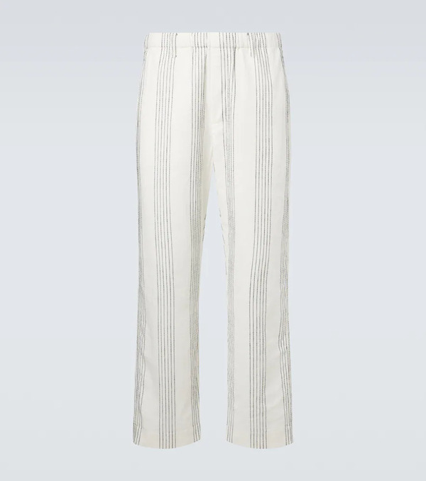  Commas Commas Textured Striped Cotton Straight Pants 