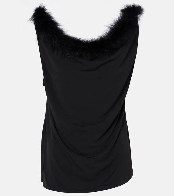  Coperni Coperni Boa Feather-trimmed Jersey Top 