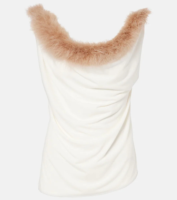  Coperni Coperni Boa Feather-trimmed Jersey Top 