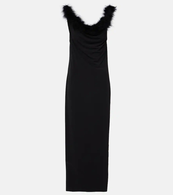  Coperni Coperni Boa Feather-trimmed Maxi Dress 
