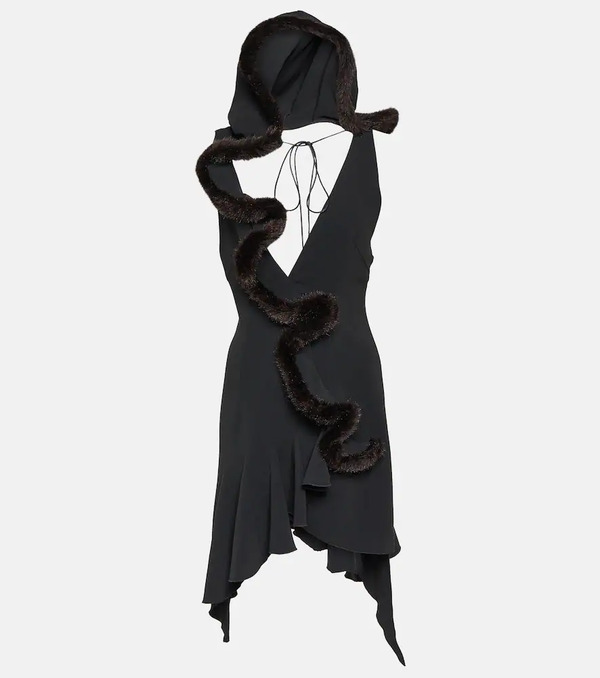  Coperni Coperni Faux Fur-trimmed Jersey Minidress 