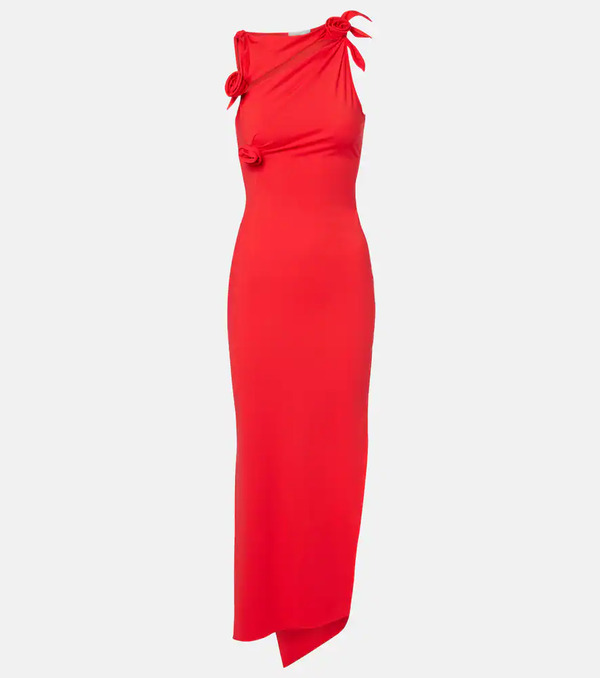  Coperni Coperni Floral-applique Asymmetric Jersey Maxi Dress 