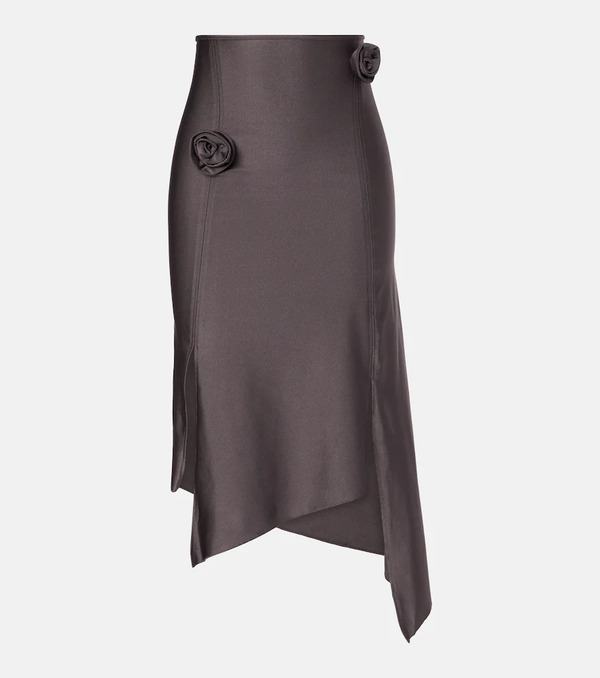  Coperni Coperni Floral-applique Satin Midi Skirt 