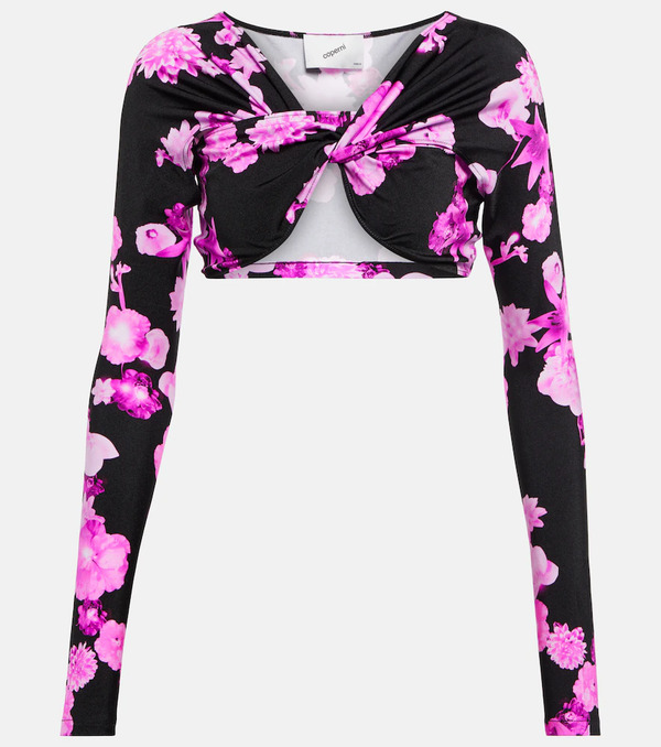  Coperni Coperni Floral Cropped Twisted Jersey Top 