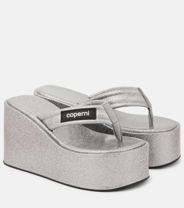  Coperni Coperni Glitter Wedge Thong Sandals 