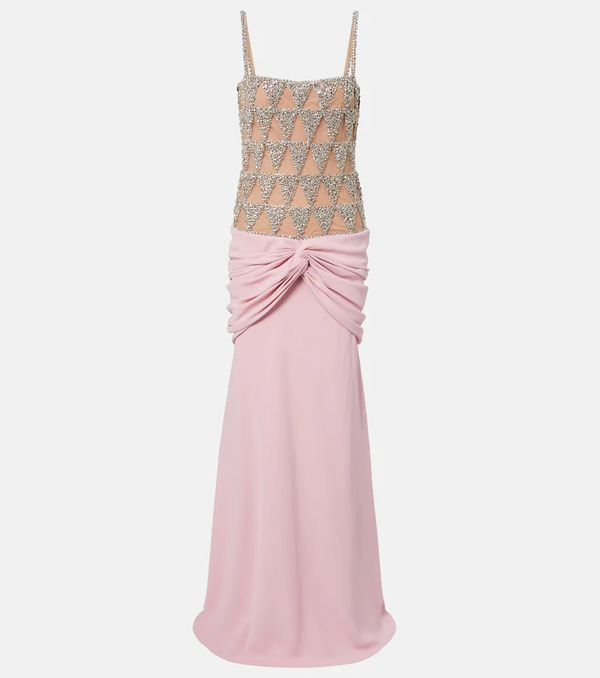  Costarellos Costarellos Embellished Draped Gown 