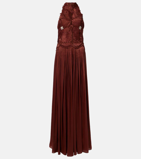  Costarellos Costarellos Embellished Ruched Georgette Gown 