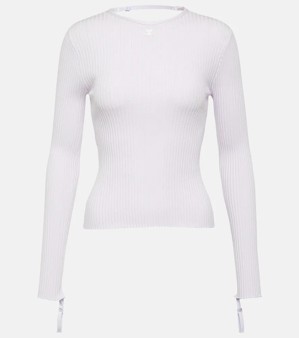  Courreges Courreges Logo Cutout Ribbed-knit Top 