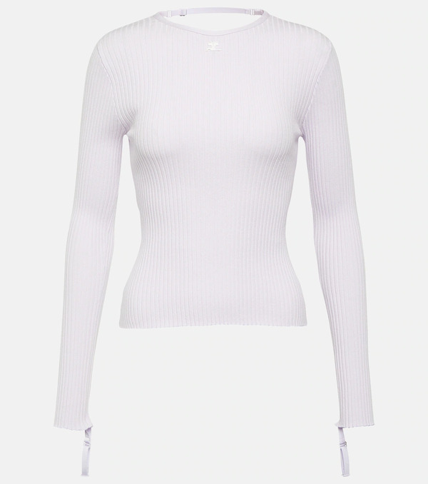  Courreges Courreges Logo Cutout Ribbed-knit Top 