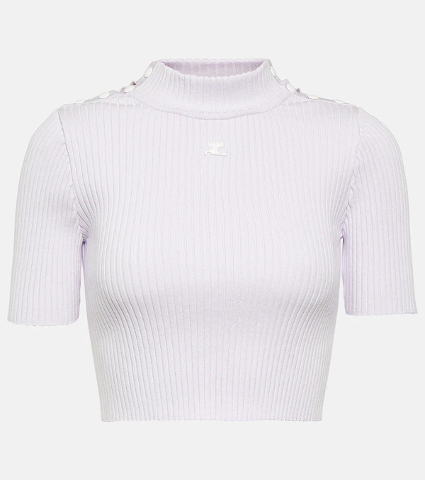  Courreges Courreges Logo Ribbed-knit Crop Top 