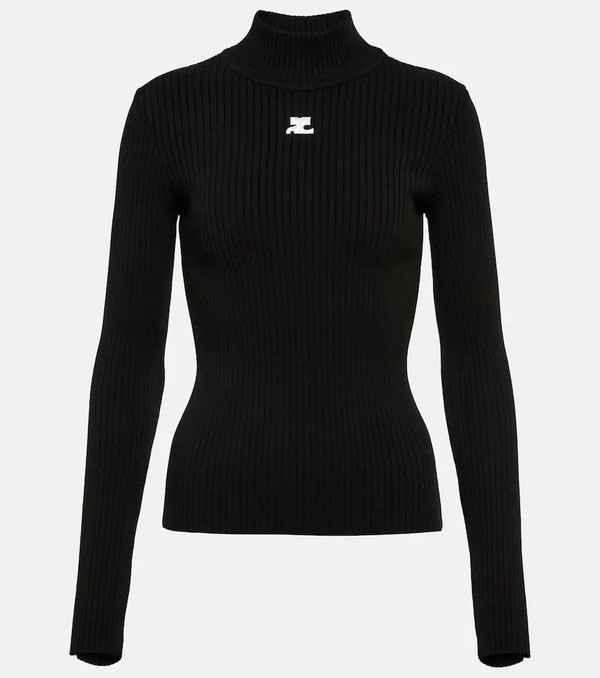  Courreges Courreges Logo Ribbed-knit Turtleneck Sweater 