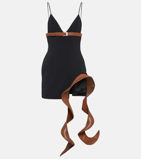  David Koma David Koma Leather-trimmed Cady Minidress 