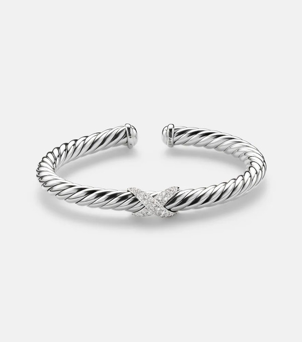 David Yurman David Yurman Cable Flexâ® 925 Sterling Silver Bracelet With Diamonds 