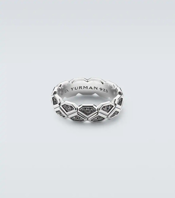  David Yurman David Yurman Hex Sterling Silver Ring With Diamonds 