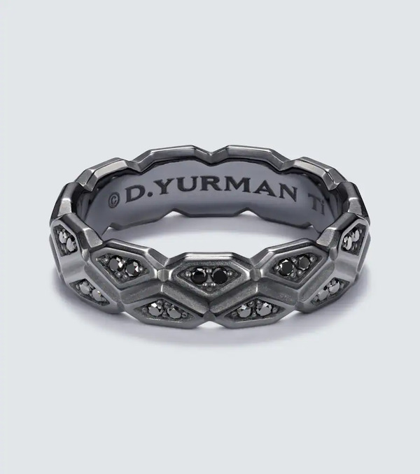  David Yurman David Yurman Hex Titanium Ring With Diamonds 