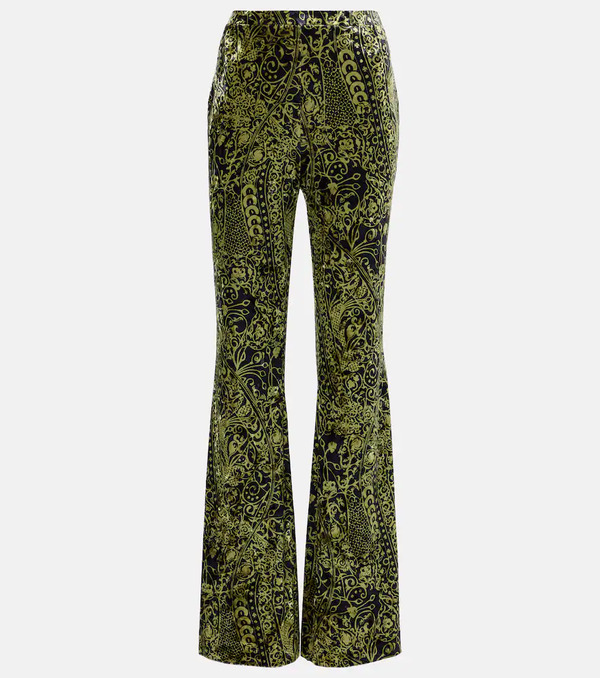  Diane Von Furstenberg Diane Von Furstenberg Ruthette Printed Velvet Flared Pants 